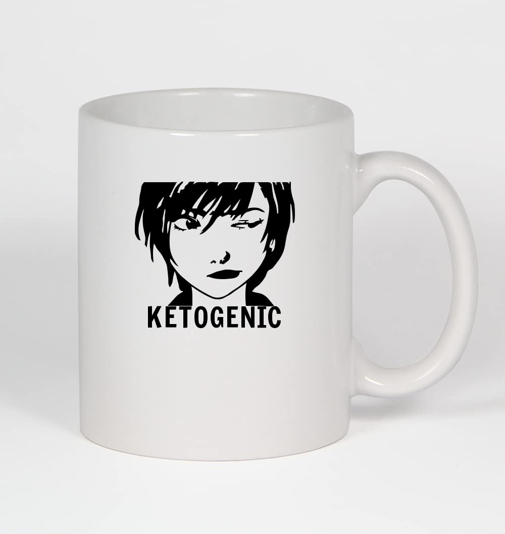 Keto-Friendly Anime K Ceramic Coffee Mug - 11oz White Japanese Style Cup for Tea, Coffee & Hot Drinks - Perfect for Home, Office & Gifts