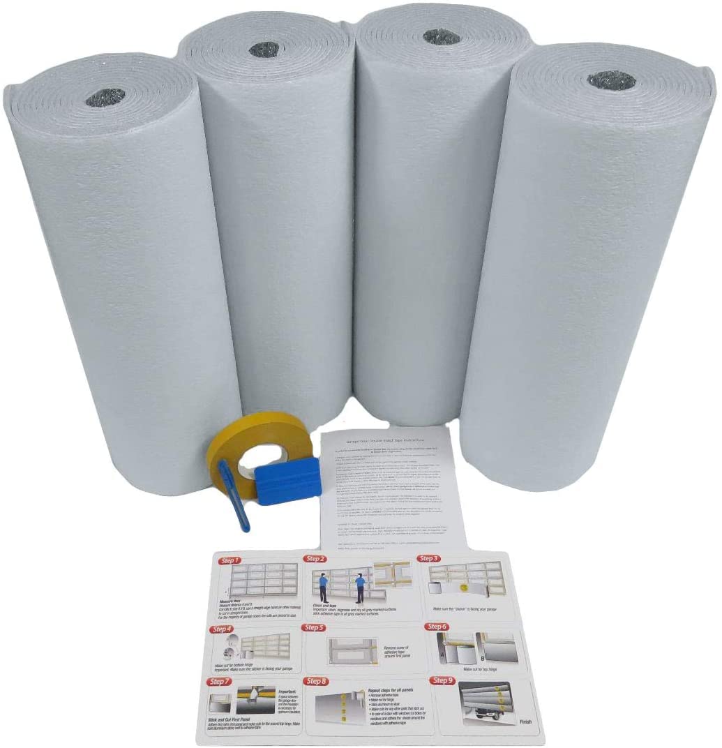 NASA TECH White Reflective Foam Core Garage Door Insulation Kit - 18FT x 8FT (R-Value 8.0) | Heavy Duty Double-Sided Tape | Fits 18x7 & 18x8 Doors | Made in USA | Energy Efficient Home & Workshop Insulation Solution (2-Pack)