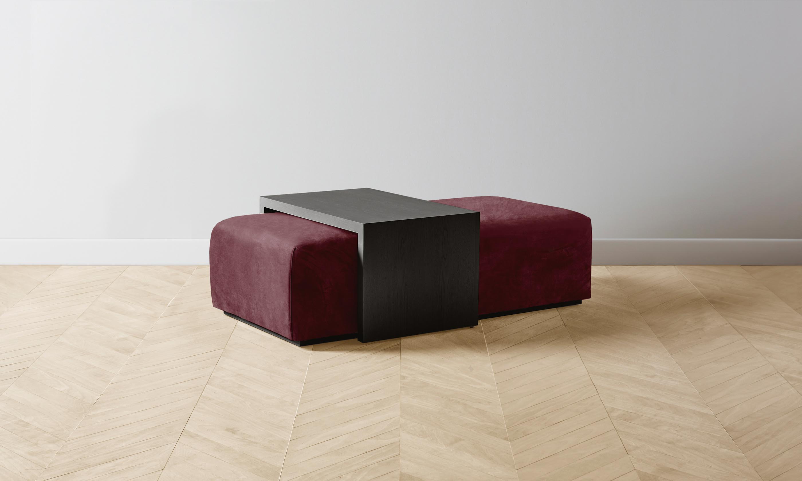 The Bowery Ottoman - Performance Velvet Merlot Upholstered Footrest & Accent Chair for Living Room, Bedroom, or Office