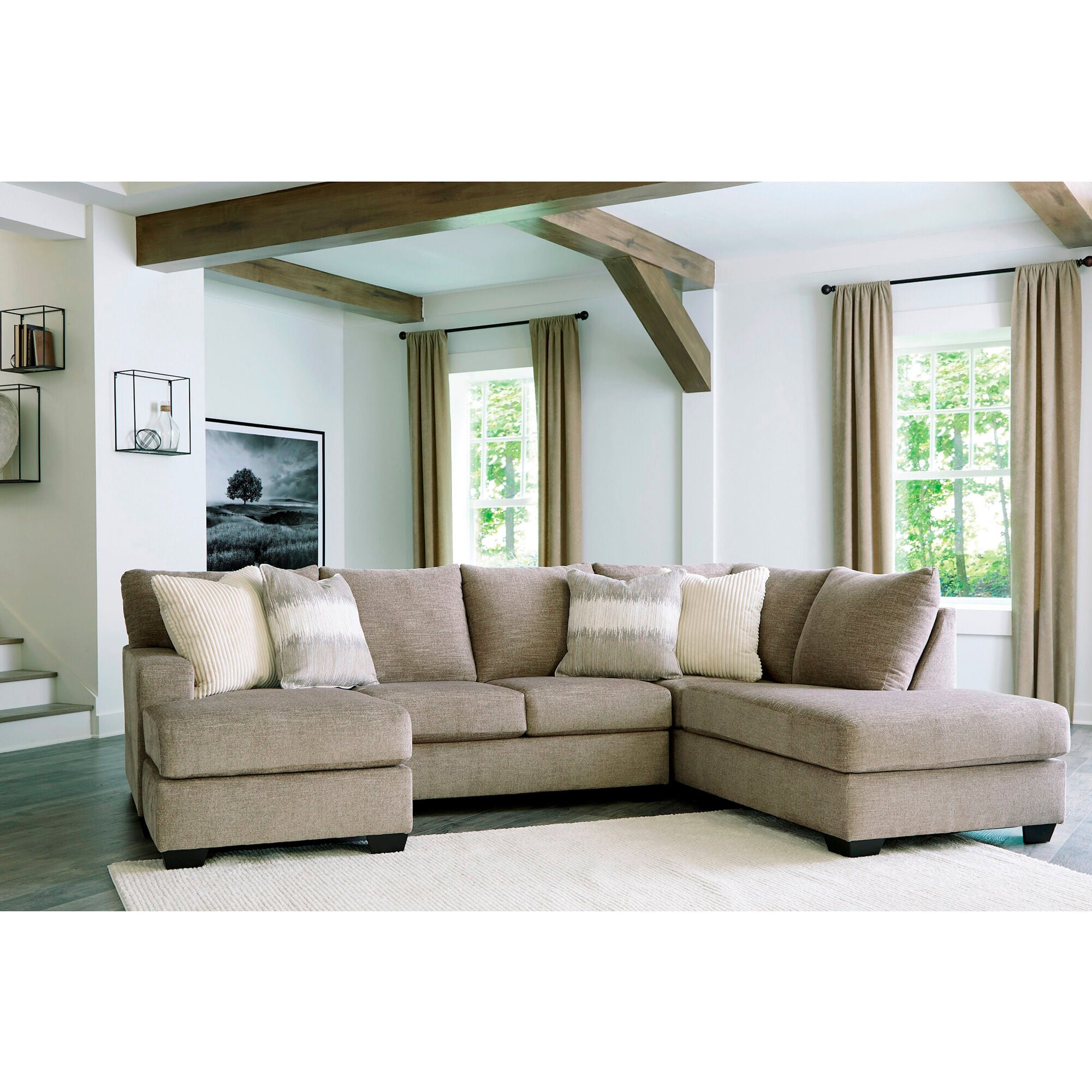 Creswell 2-Piece Left Facing Sofa Chaise Sectional - Modern L-Shaped Couch for Living Room, Lounge & Family Room Comfort