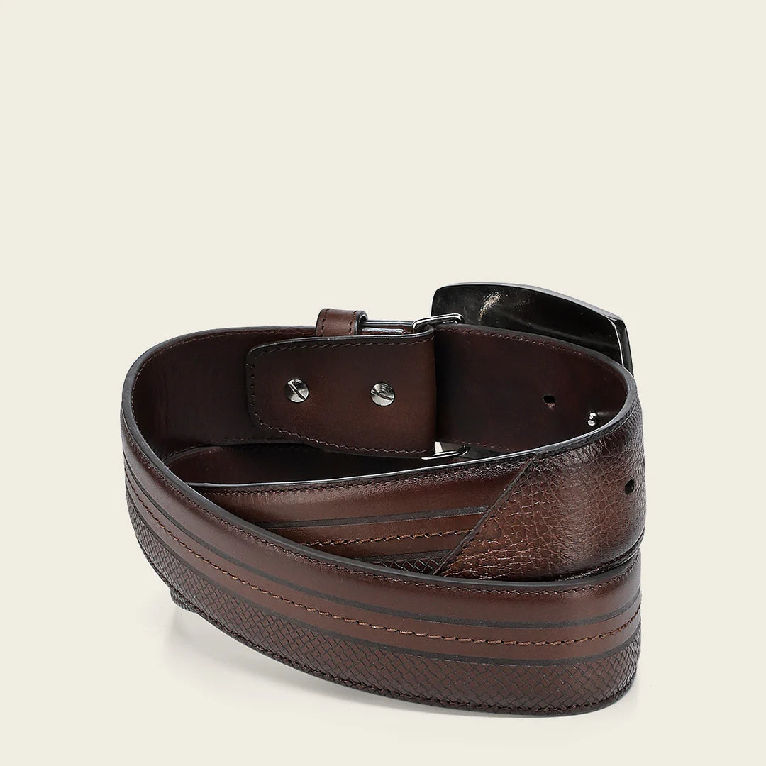 CV503VE Genuine Leather Western Style Deer Belt for Men - Durable & Stylish Cowboy Accessory for Rodeo, Ranch, and Casual Wear