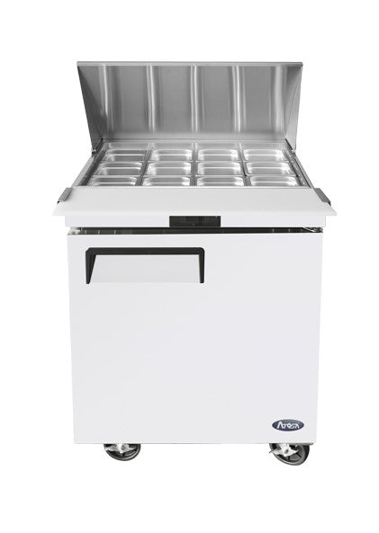 Atosa 27 Sandwich & Salad 12 Pan Megatop Prep Table with 1 Door - Commercial Kitchen Counter for Deli, Bakery & Restaurant Food Prep