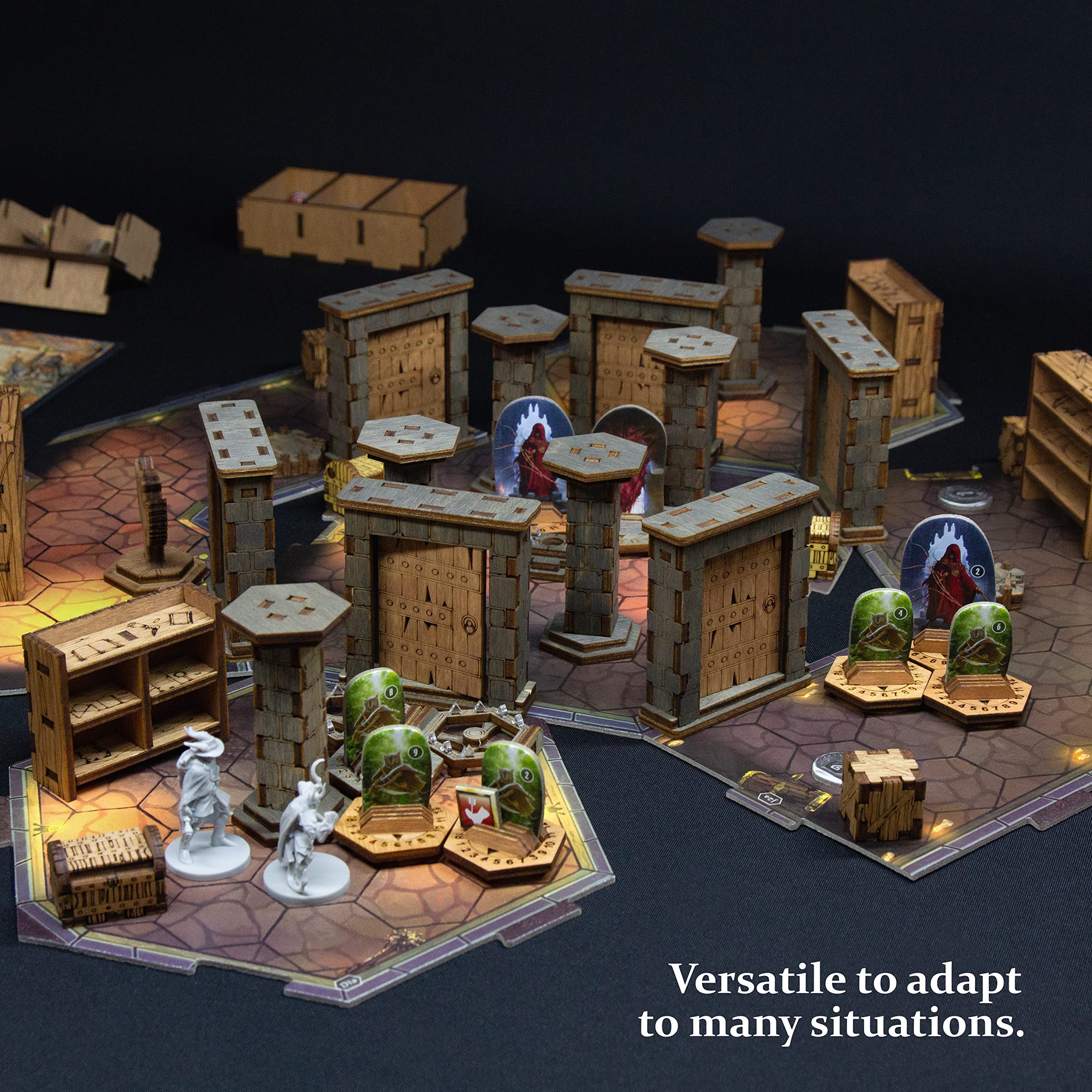 SMONEX 67-Piece Terrain Pack - Laser Engraved Game Tokens Compatible with Gloomhaven, Jaws of The Lion & Frosthaven Board Games - Perfect DND Accessories for RPG Campaigns and Tabletop Gaming