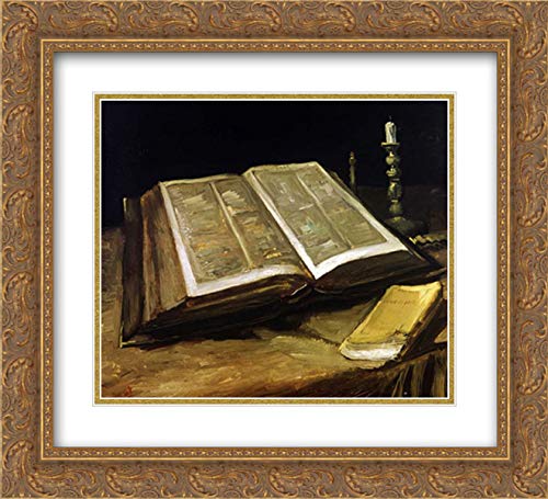 Vincent Van Gogh 'The Bible: Still Life' 17x15 Gold Ornate Framed & Double Matted Museum Art Print - Perfect for Home Decor, Office Wall Art & Gift Giving
