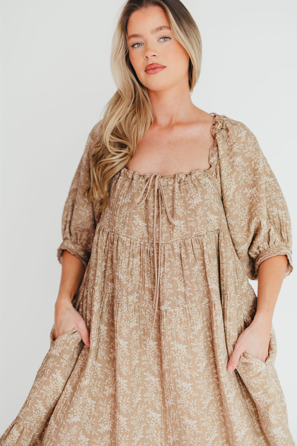 Bump Friendly 100% Cotton Maxi Dress in Mocha - Flowy Maternity Dress for Pregnancy & Nursing (XS-XL) | Perfect for Baby Showers, Beach Vacations & Summer Outings