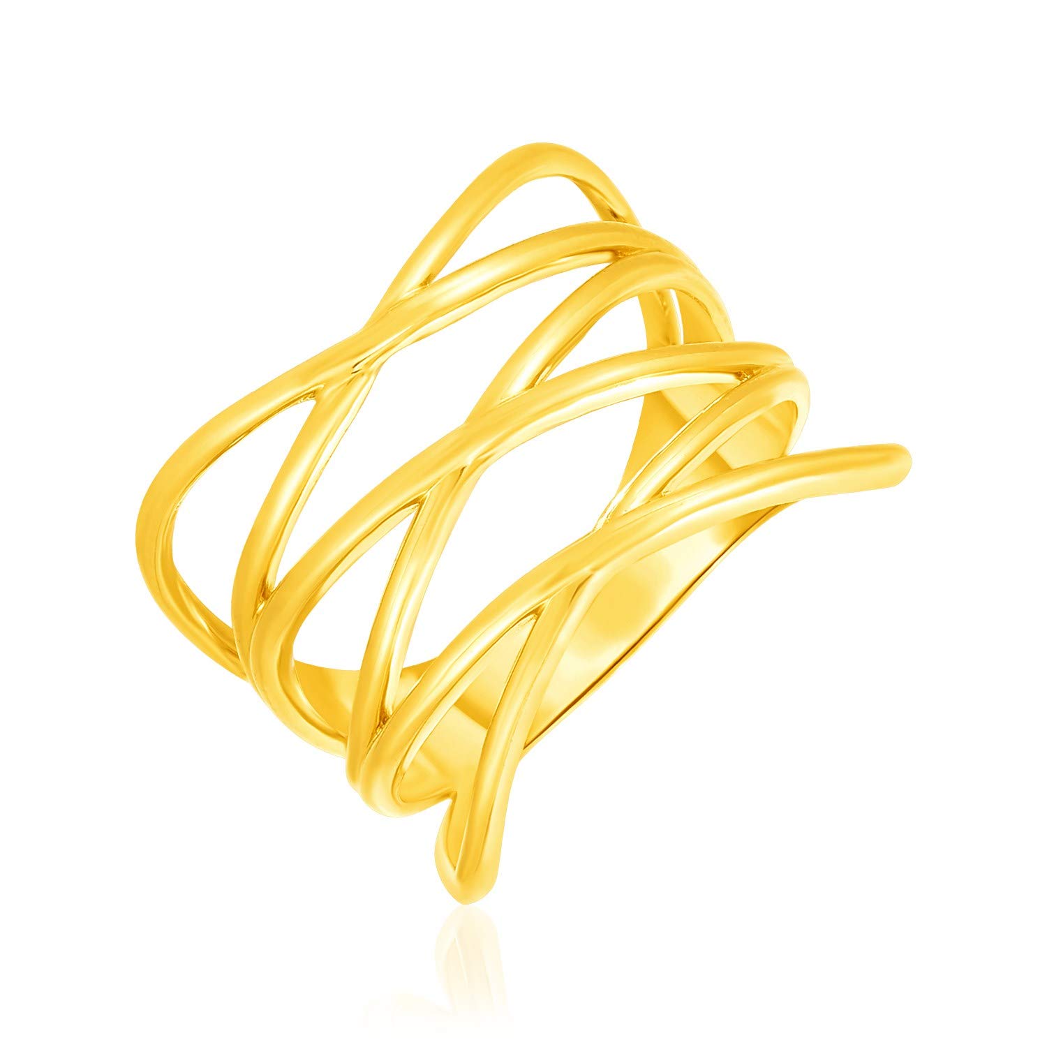 14K Yellow Gold Multi-Part Crossover Ring for Women - Elegant Fine Jewelry for Everyday Wear, Date Nights & Special Occasions