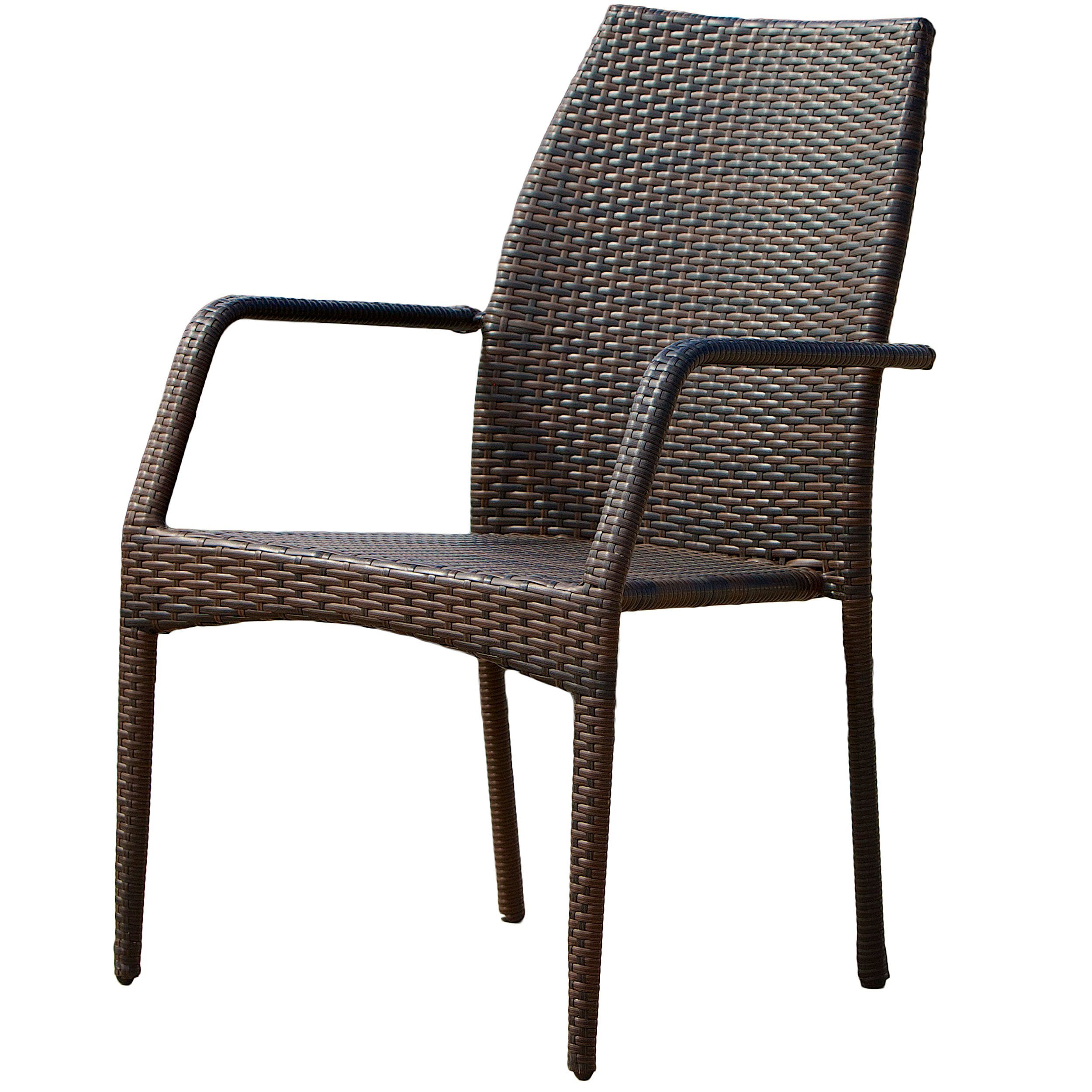 Christopher Knight Home Bridget Outdoor Wicker Stacking Patio Chairs, 2-Piece Set, Multi-Brown - Perfect for Poolside, Garden, and Backyard Relaxation