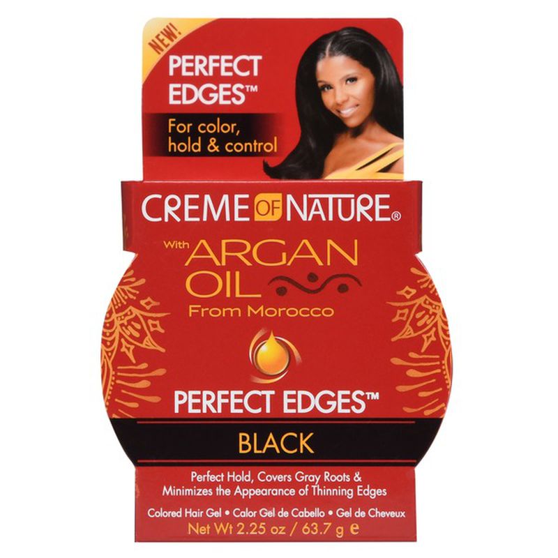 Creme of Nature Perfect Edges Control Gel - Black - Strong Hold for Natural Hair - Perfect for Styling Edges, Braids, and Twist Outs