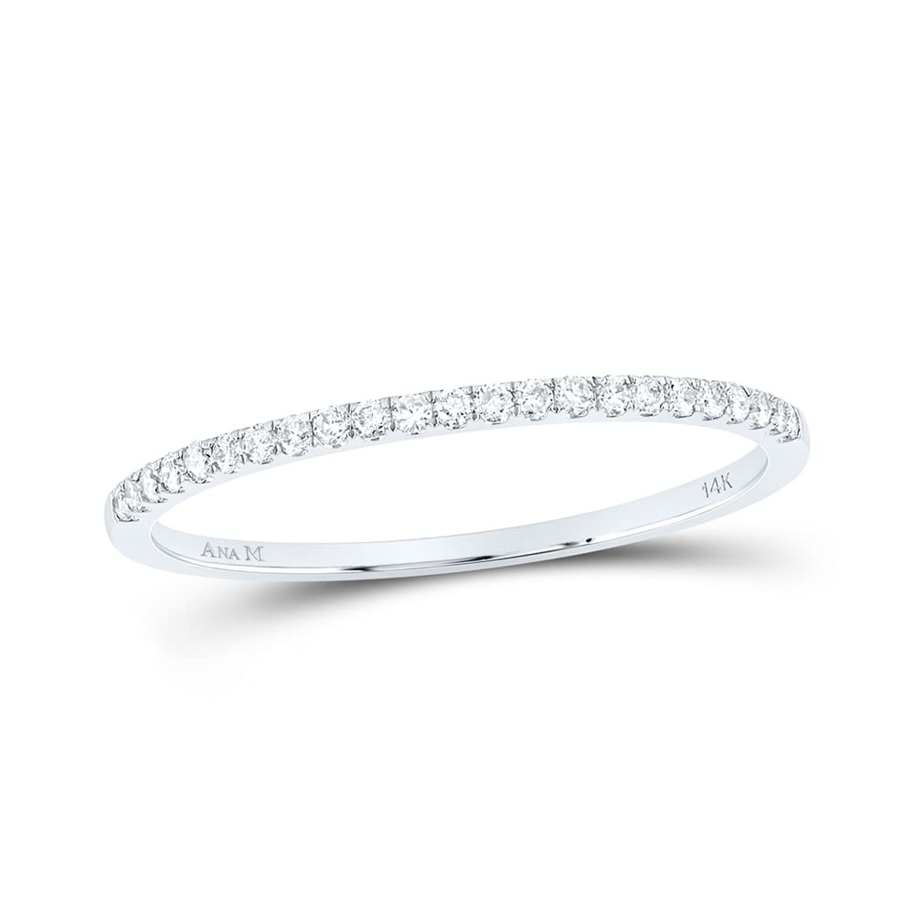 14K White Gold Women's Round Diamond Stackable Band Ring - 1/8 CTTW, Elegant Wedding, Anniversary, or Everyday Jewelry Gift for Her