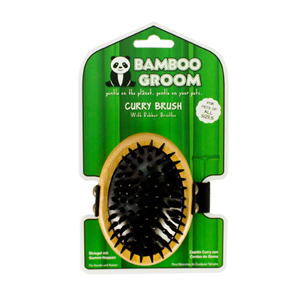 Premium Bamboo Grooming Brush with Rubber Bristles - Gentle Pet Hair Remover for Dogs & Cats - Perfect for Shedding, Detangling & Massaging at Home or Grooming Salon