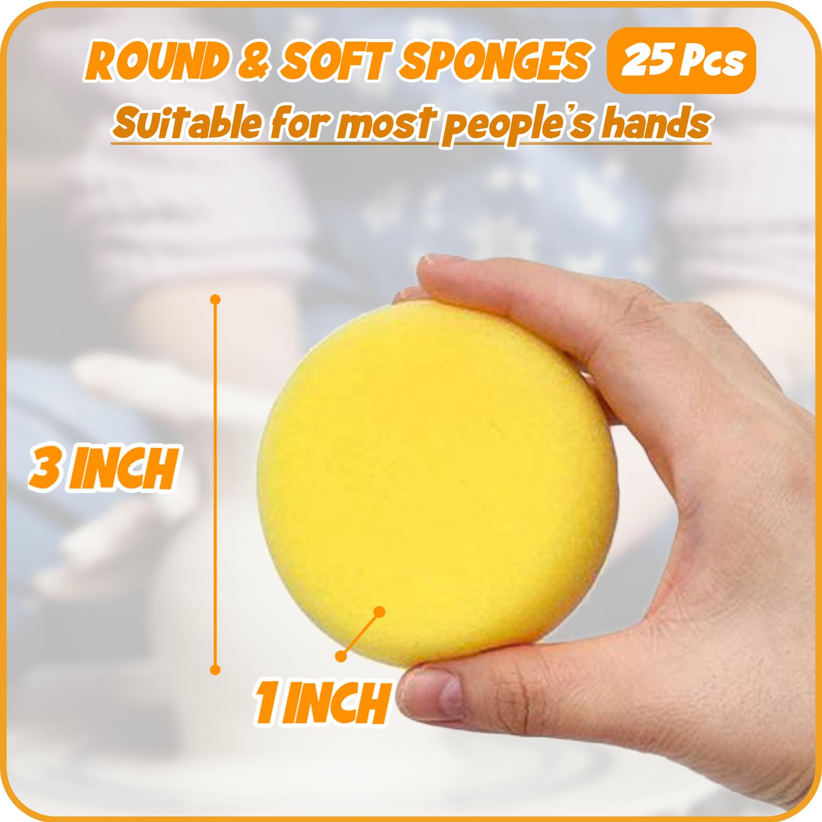 25Pcs 3 Inch Pottery Sponges for Clay & Acrylic Painting - Round Artist Sponges for Pottery Making, Ceramic Sculpting & DIY Art Projects