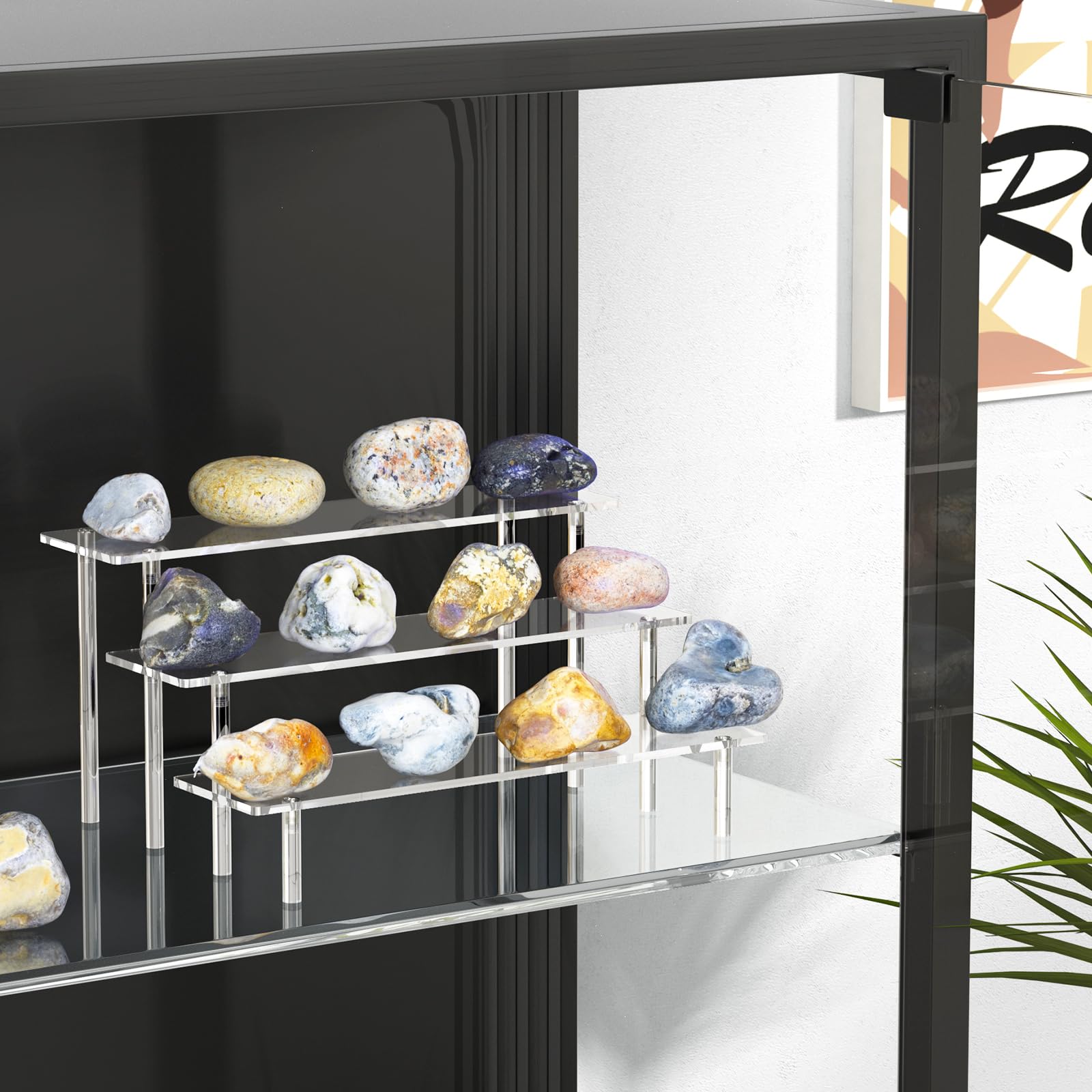 3 Tier Acrylic Display Risers - Large Clear Perfume Organizer & Cupcake Stand Holder - Decorative Shelves for Figurines, Desserts, Party Decor - Perfect for Vanity, Retail Display & Home Decor (2 Pack)