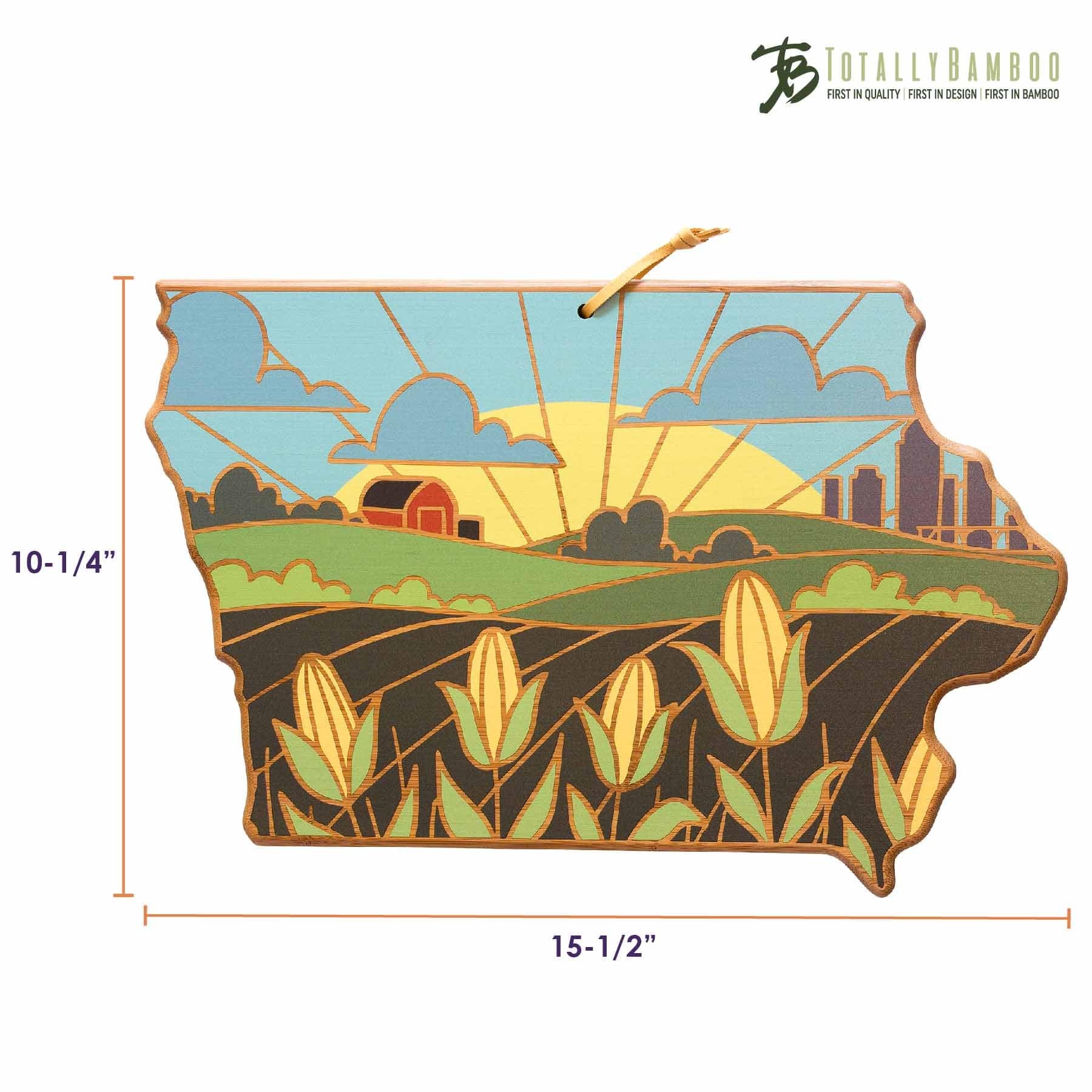 Handcrafted Iowa-Themed Wooden Cutting Board with Summer Stokes Artwork – Perfect for Kitchen Decor, Gift Giving, and Home Use