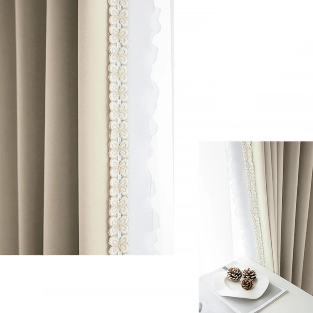 Custom Catherine Velvet Floral Trim Blackout Curtains for Bedroom & Living Room - Light Blocking Window Drapes for Better Sleep & Privacy