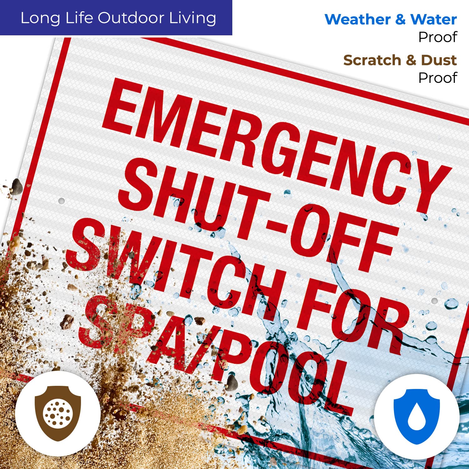 3M EGP Reflective Emergency Shut Off Switch Sign - 24x30 Inches, .080 Aluminum, Fade Resistant, Made in USA - Perfect for Pools, Industrial Facilities & Safety Compliance Areas