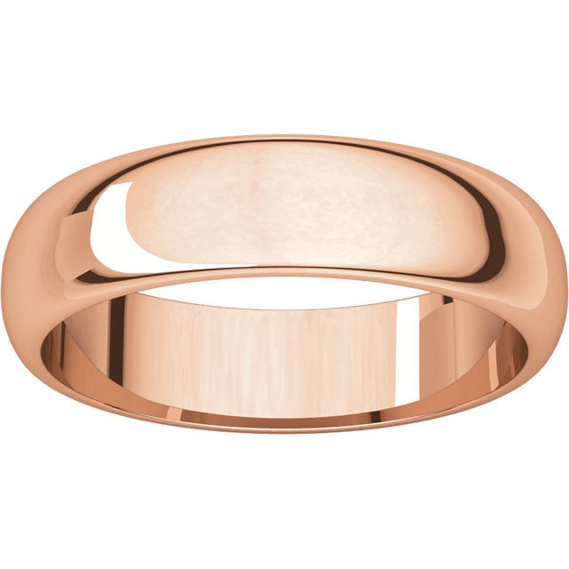 14K Gold 5mm Half Round Wedding Band for Women - Elegant & Durable Bridal Ring for Engagement, Anniversary & Everyday Wear