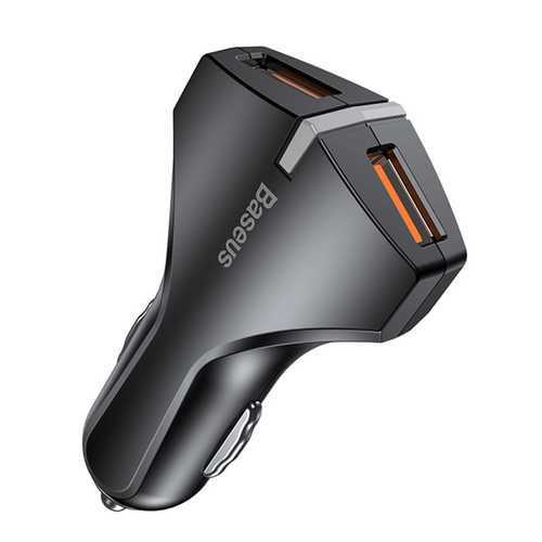 Baseus QC3.0 3A Dual USB Fast Car Charger with LED Indicator - Compatible with iPhone X/8/8 Plus, OnePlus 5, Tablets & More - Perfect for Road Trips & Daily Commuting