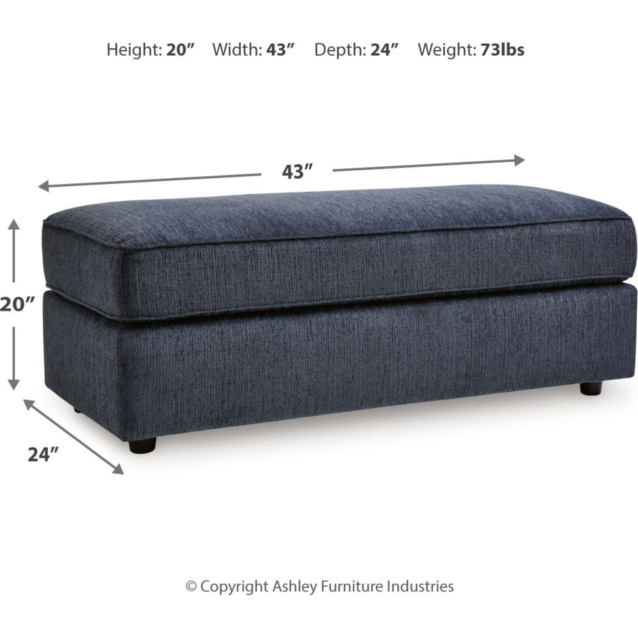 Albar Place Oversized Accent Ottoman in Cobalt Blue - Large Round Footstool Pouf with Storage for Living Room, Bedroom & Nursery Decor
