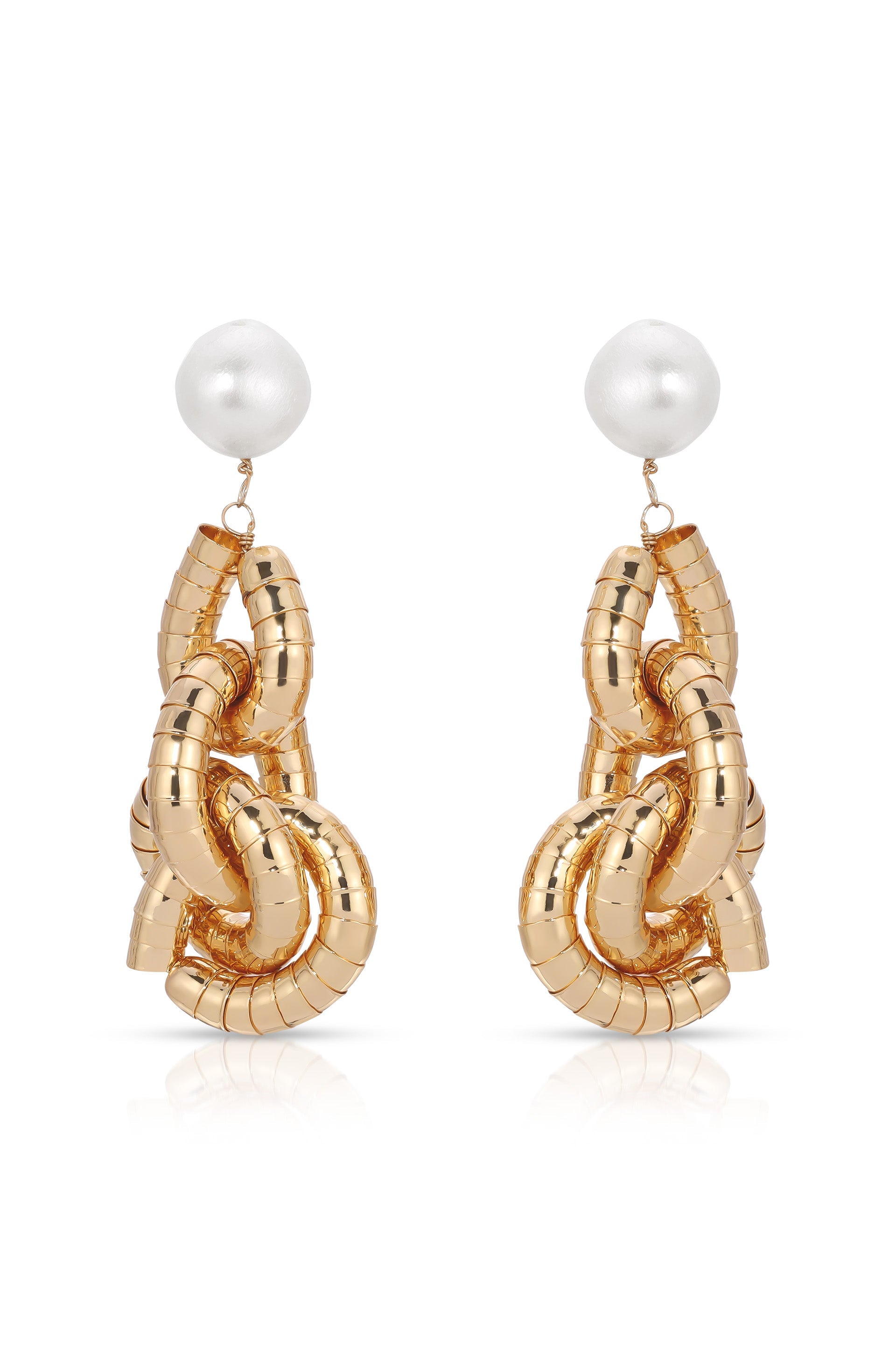 Liquid Gold Pearl Drop Earrings for Women - 14K Gold Plated Dangle Earrings with Freshwater Pearls - Perfect for Weddings, Parties & Special Occasions