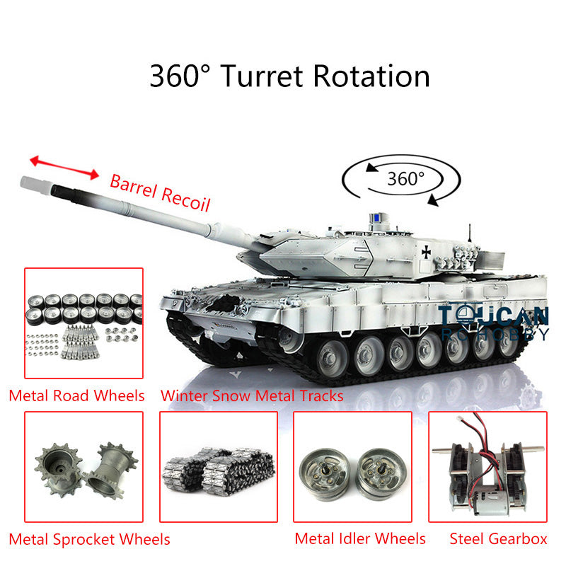 Heng Long 1/16 Scale TK7.0 Leopard 2A6 Remote Control Tank with Barrel Recoil, Metal Tracks & 360° Rotating Turret - Realistic RC Military Vehicle for Collectors & Battle Simulation