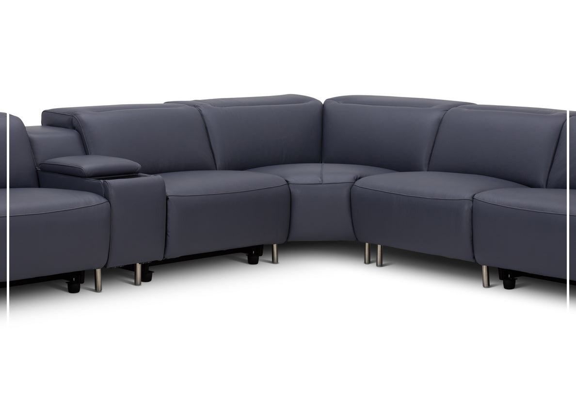Gio Italia Picasso 6-Piece Motion Recliner Sectional Sofa Set with Power Recline & Cup Holders - Modern L-Shaped Living Room Furniture for Home Theater & Family Gatherings