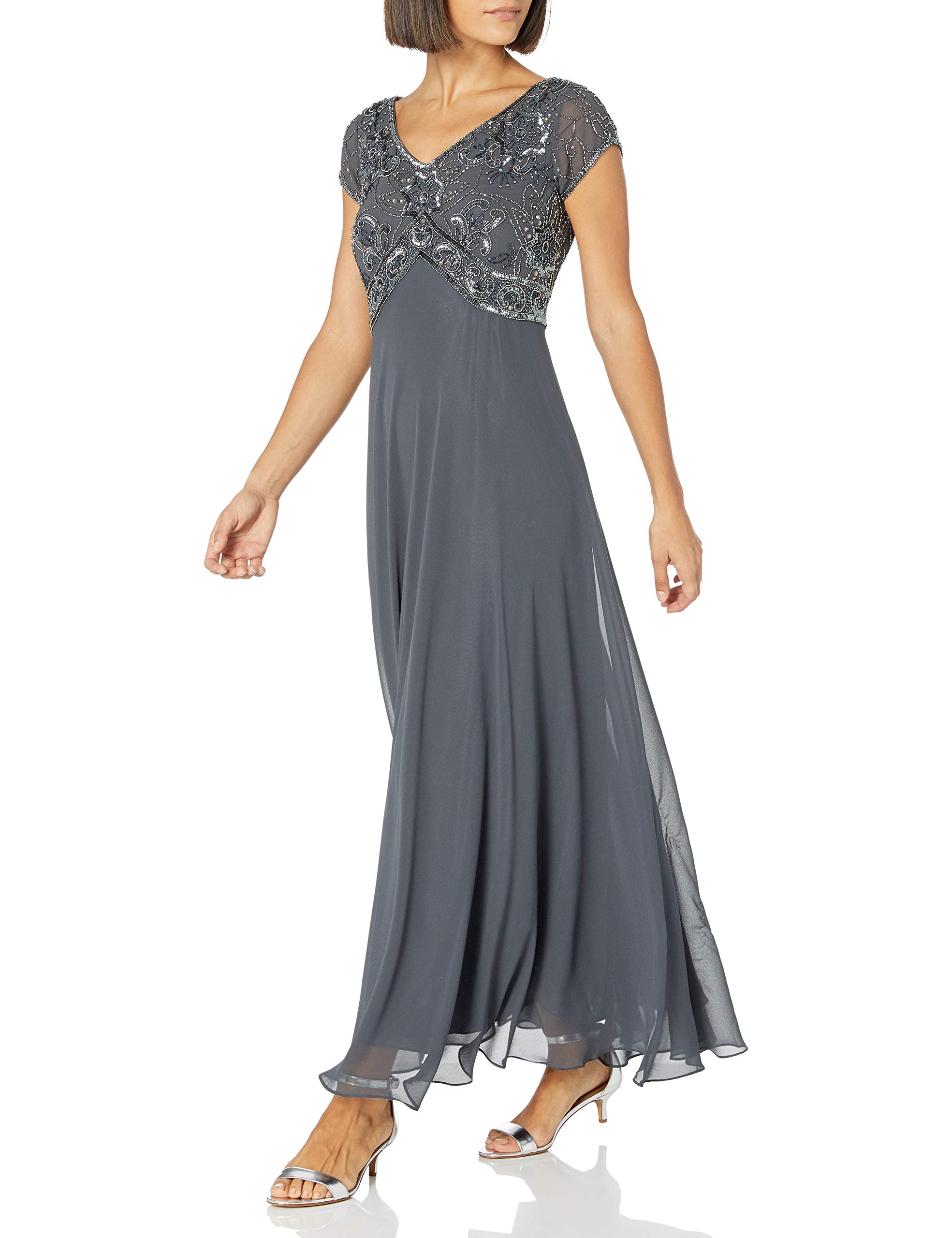J Kara Women's Elegant V-Neck Beaded Party Dress - Perfect for Evening Events, Weddings & Special Occasions