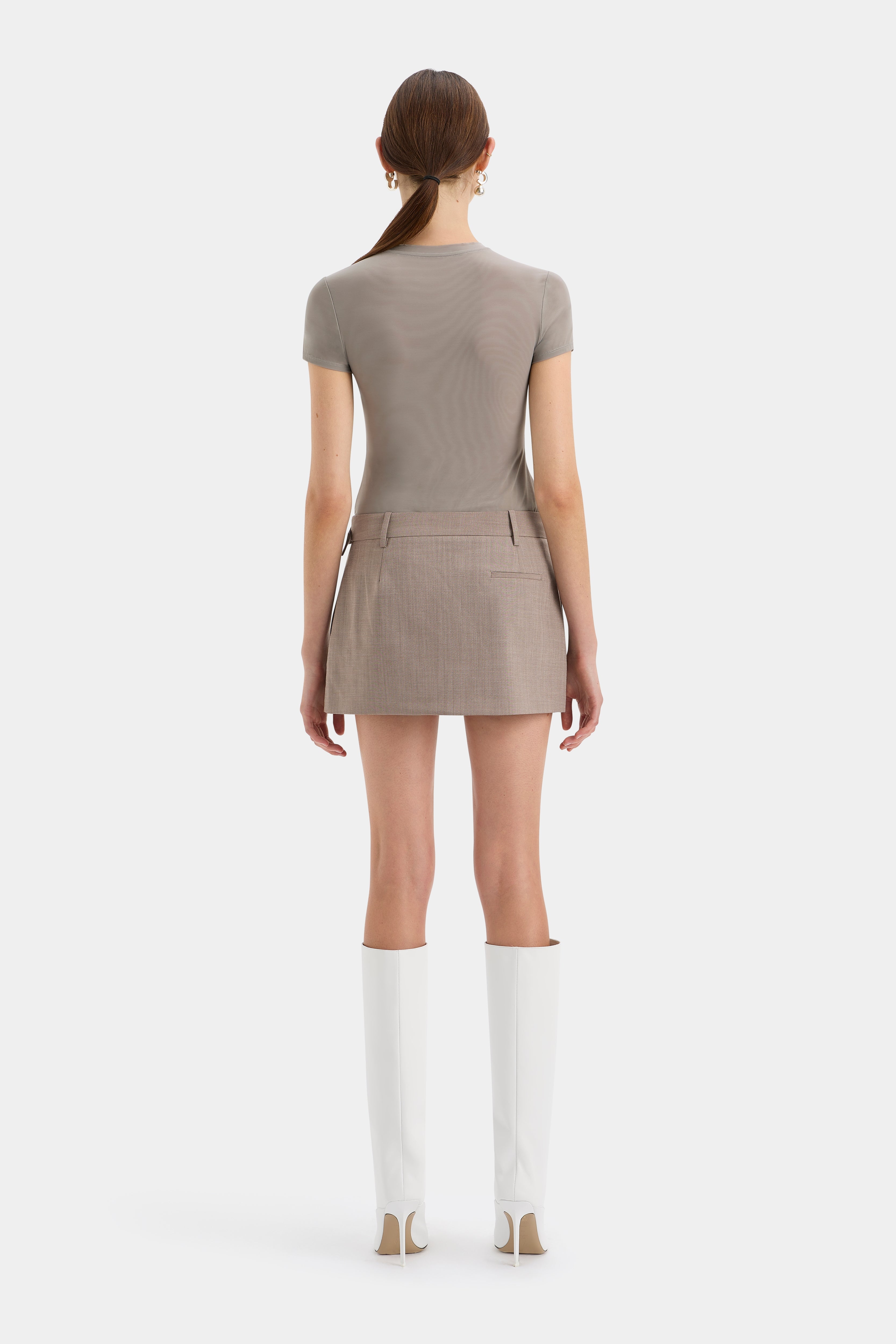 Leonardo Belted Mini Skirt for Women - High Waist Stretchy Denim Skirt with Adjustable Belt | Perfect for Casual Outfits, Date Nights & Office Wear
