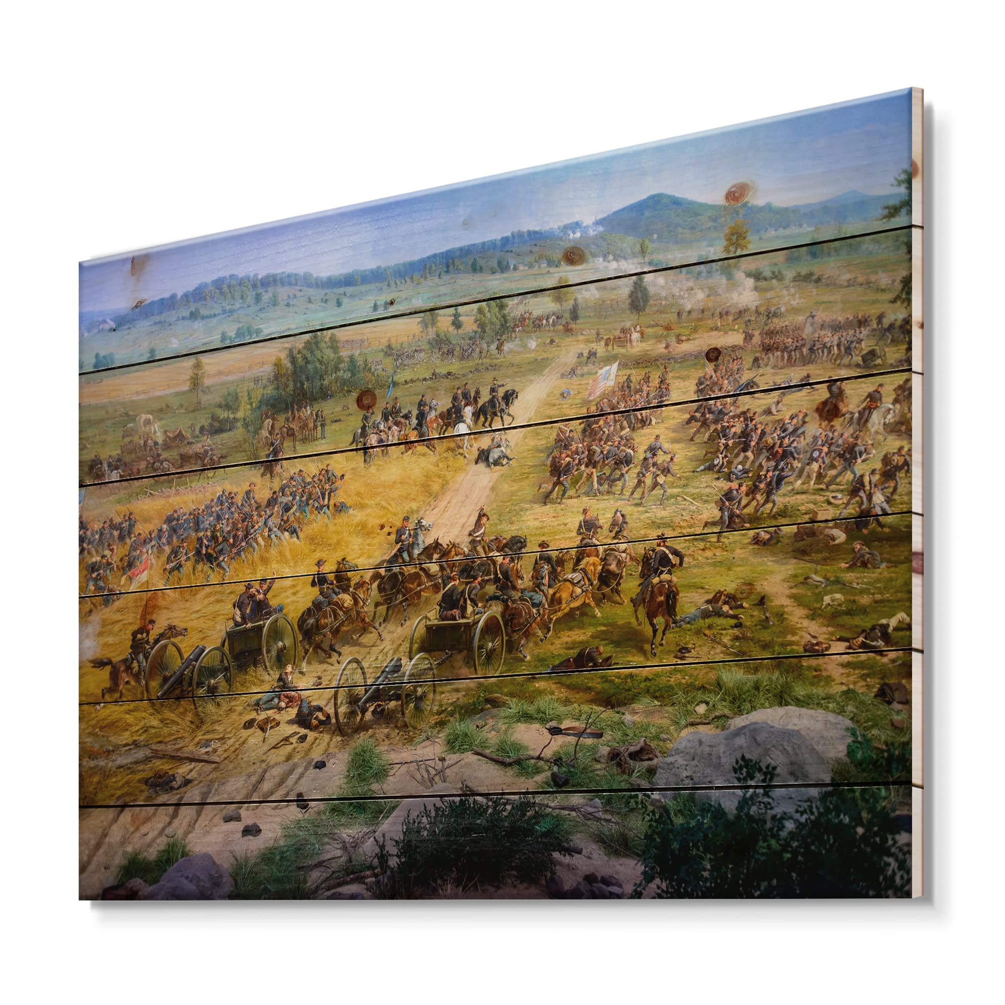 Gettysburg National Military Park Vintage Wood Wall Art - Large Yellow Landscape Wall Decor Printed on Natural Pine Wood - Perfect for Home, Office & Cabin Decor
