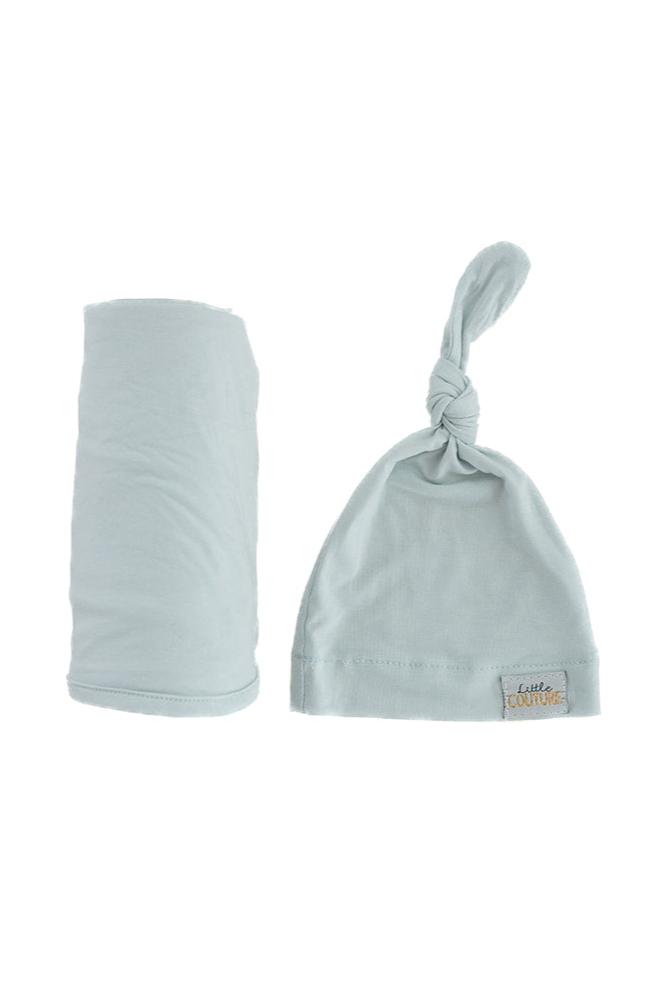 Baby Swaddle Blanket and Hat Set - Soft Icy Blue Cotton for Newborns | Perfect for Swaddling, Sleeping, and Photo Shoots