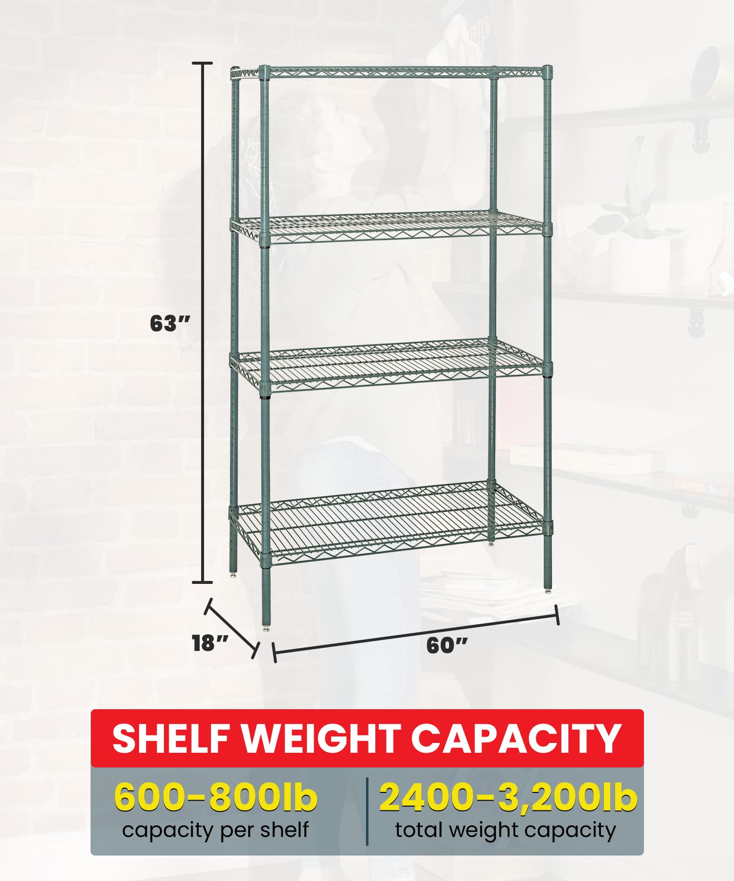Quantum Storage Systems WR63-1860P 4-Shelf Wire Rack Starter Kit - 63