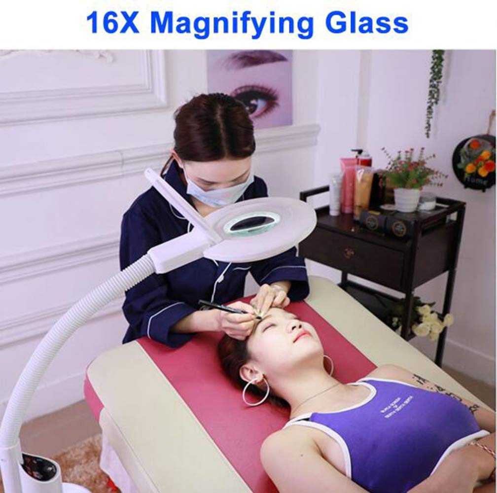 16X Magnifying Floor Lamp with 360° Rotation & Adjustable Height - LED Cold Lighting for Skin Care, Nail Art, Tattoo & Beauty Salon Use | Perfect for Professional Makeup Application & Detailed Beauty Treatments