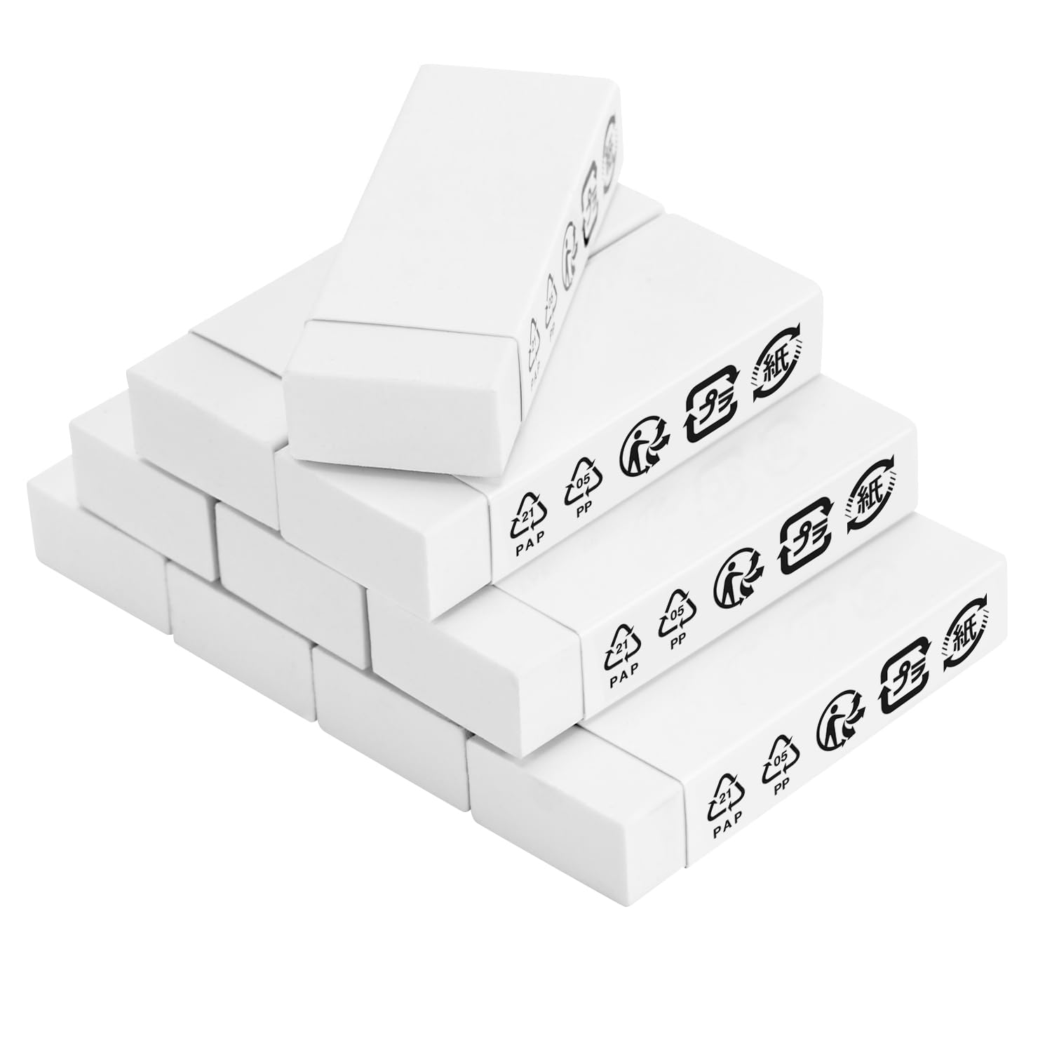 Amazon Basics White Block Erasers, 10-Pack - Premium Quality for School, Office & Art Projects - Bulk Erasers for Pencils, Sketching & Standardized Tests