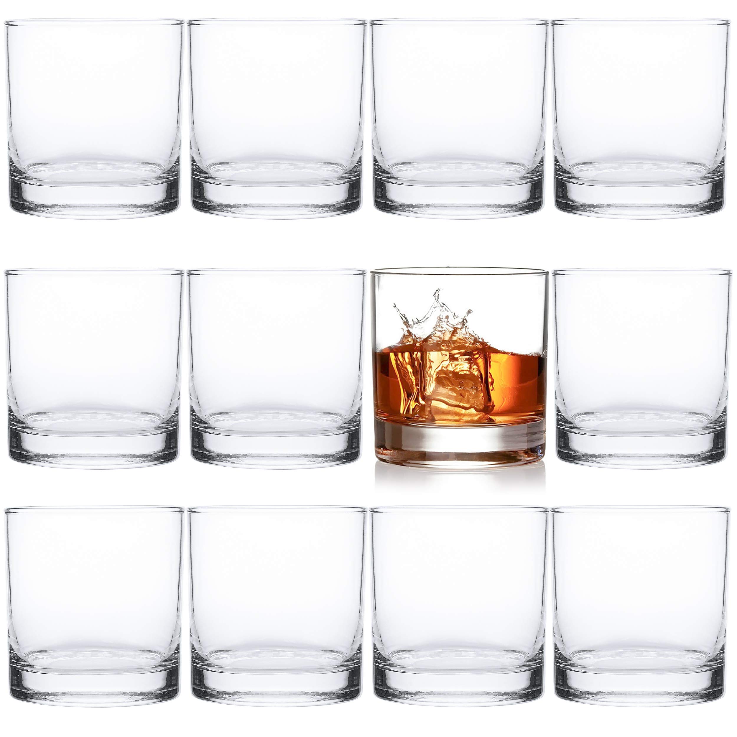 Kingrol 12-Pack 10oz Double Old Fashioned Whiskey Glasses - Heavy Duty Rocks Glasses for Scotch, Bourbon, Cocktails, Water & Beverages - Perfect for Home Bars, Parties & Gift Giving