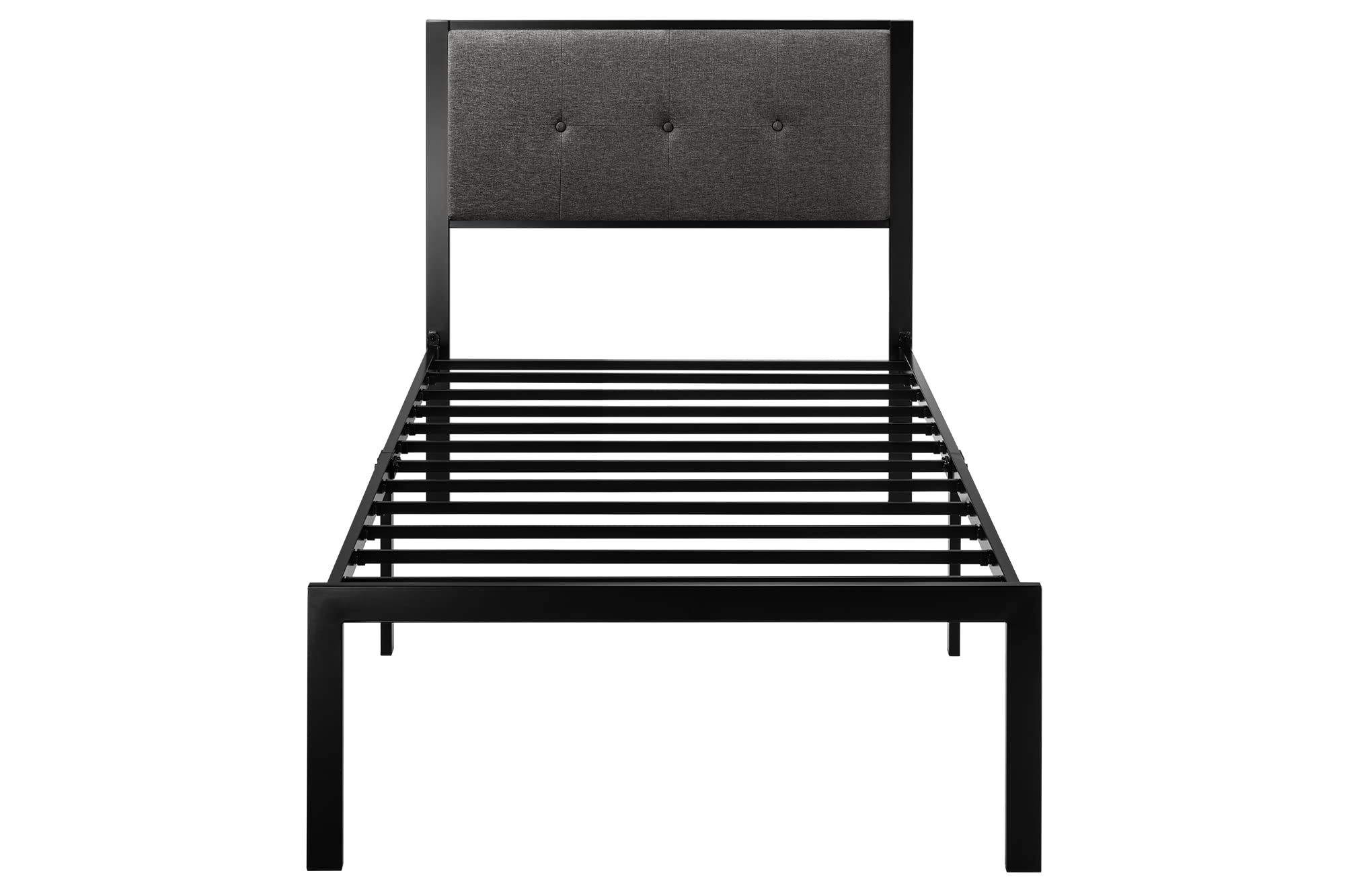 Allewie Twin Size Bed Frame with Upholstered Button Tufted Headboard - 12.4