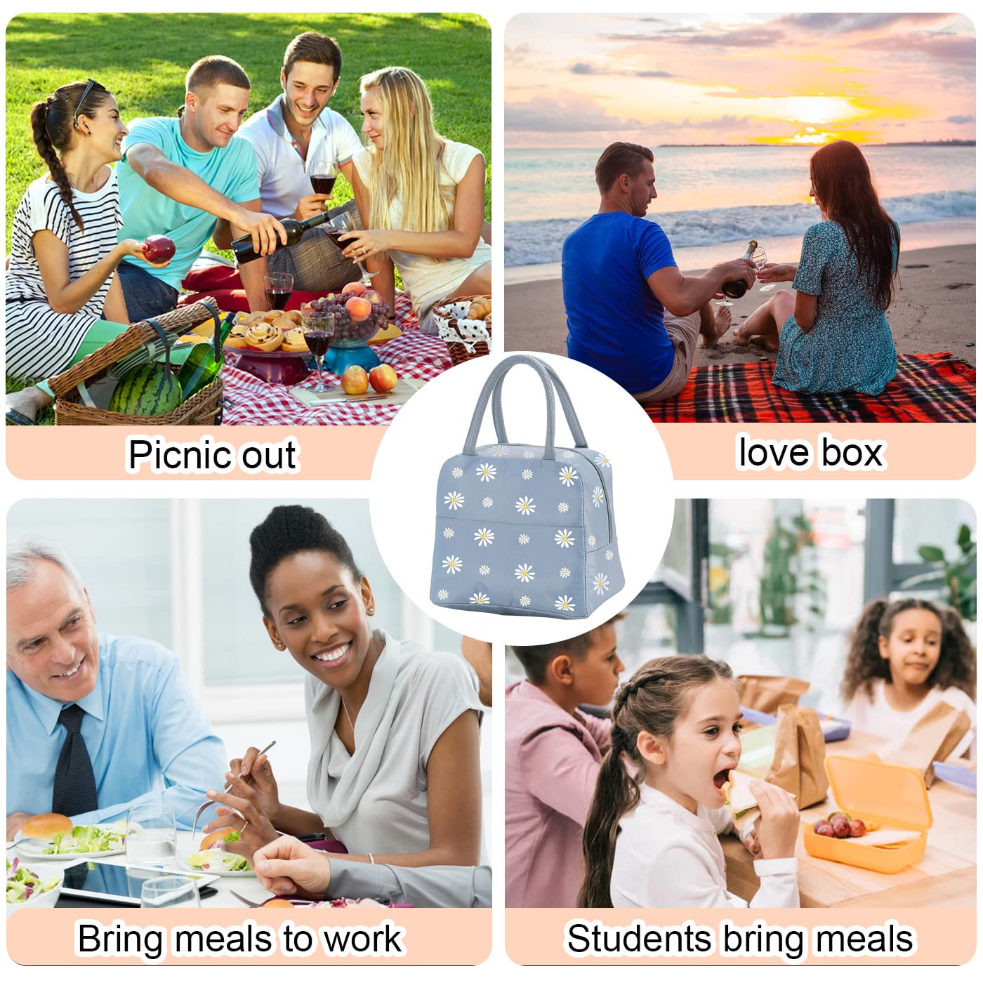 YumSur Insulated Lunch Bag - Reusable Cooler Tote for Women, Men, Students & Kids | Waterproof Lunch Box Container for Work, School & Picnics