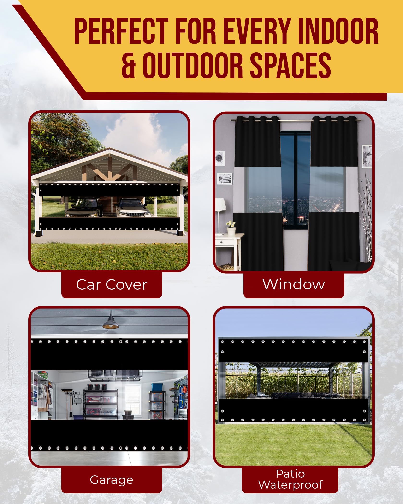 FoundGo 8'x15' Heavy Duty Clear Vinyl Curtains for Patio - 19oz Waterproof Outdoor Enclosure with Grommets, Cold Resistant Down to -4℉ - Perfect for Pergola, Porch, Gazebo, Balcony & Weather Protection