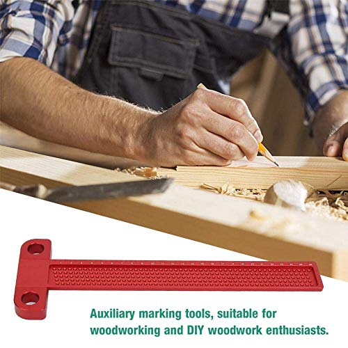 FTVOGUE Aluminum Alloy T-Shaped Ruler for Woodworking - Precision Measuring Tool with Marked Holes (T-260) - Perfect for Carpenters, DIY Projects & Home Renovations
