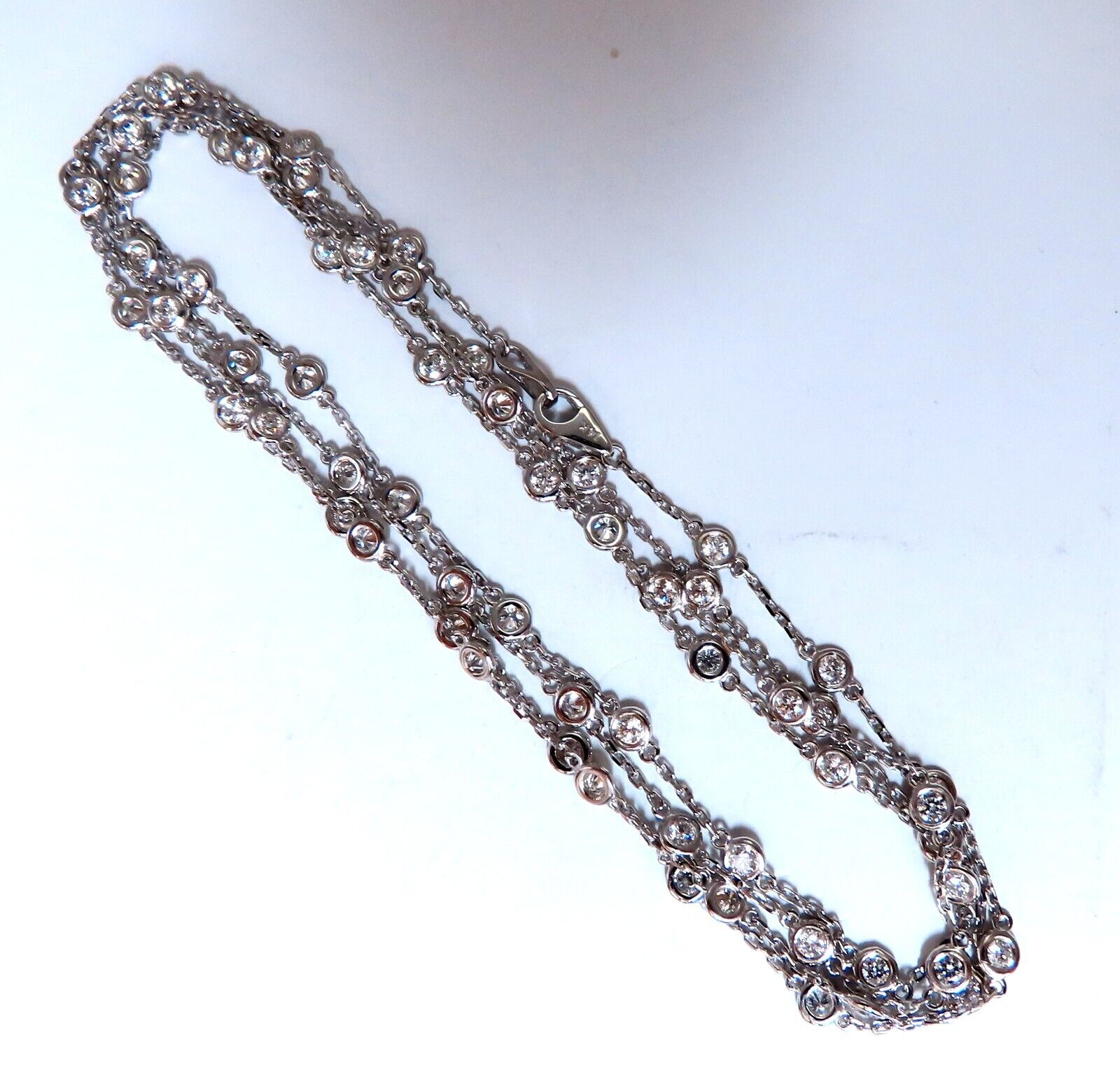 3.45 Carat Natural Diamond Eternity Station Double Wrap Necklace in 14K Gold - Perfect for Weddings, Anniversaries & Special Occasions