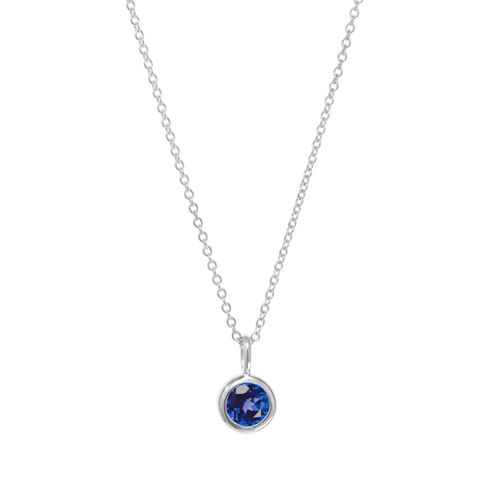 Sterling Silver Birthstone Charm Necklace with 16