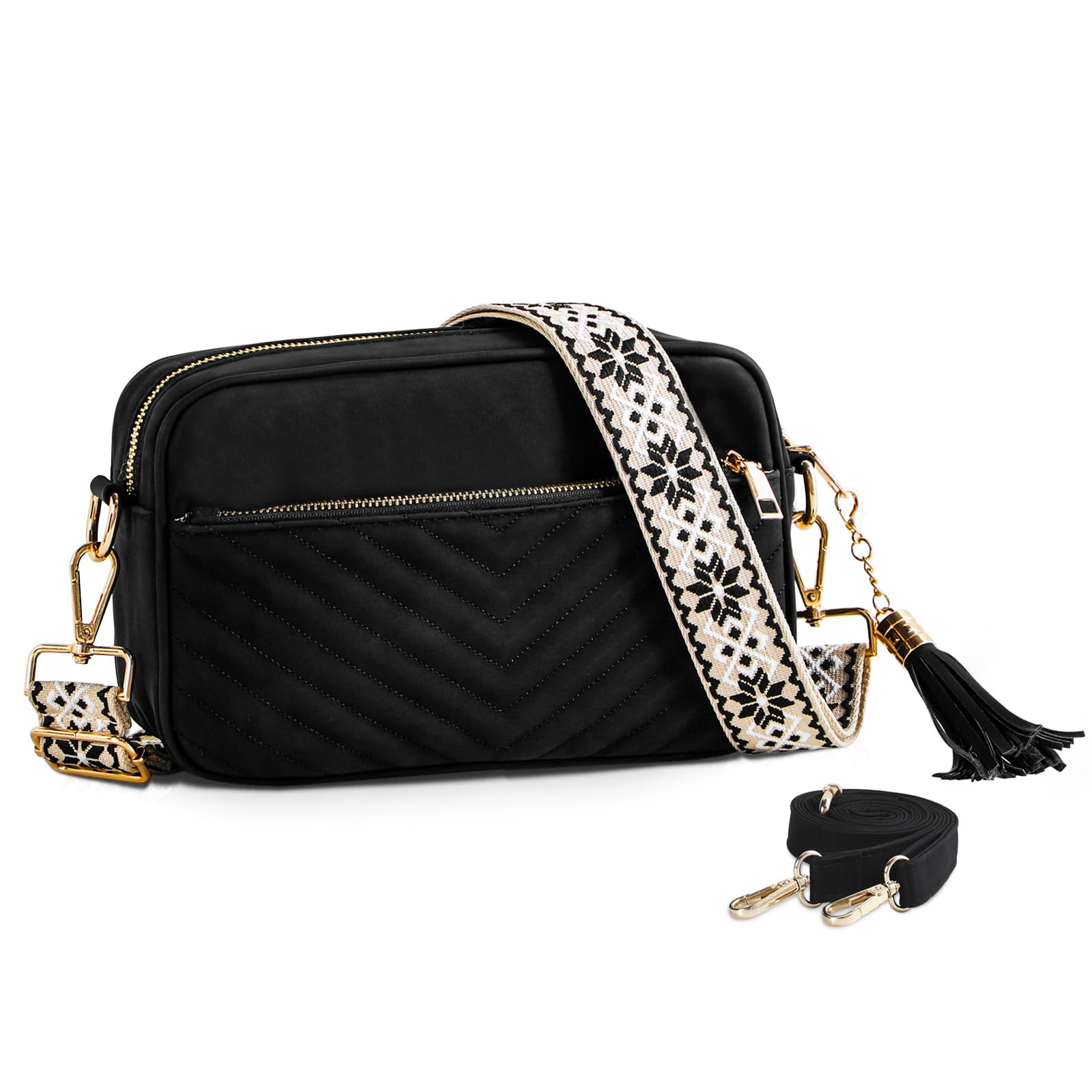 DYSHAYEN Women's Small Vegan Leather Crossbody Bag with Tassel - Stylish Shoulder Purse for Everyday Use, Travel & Shopping