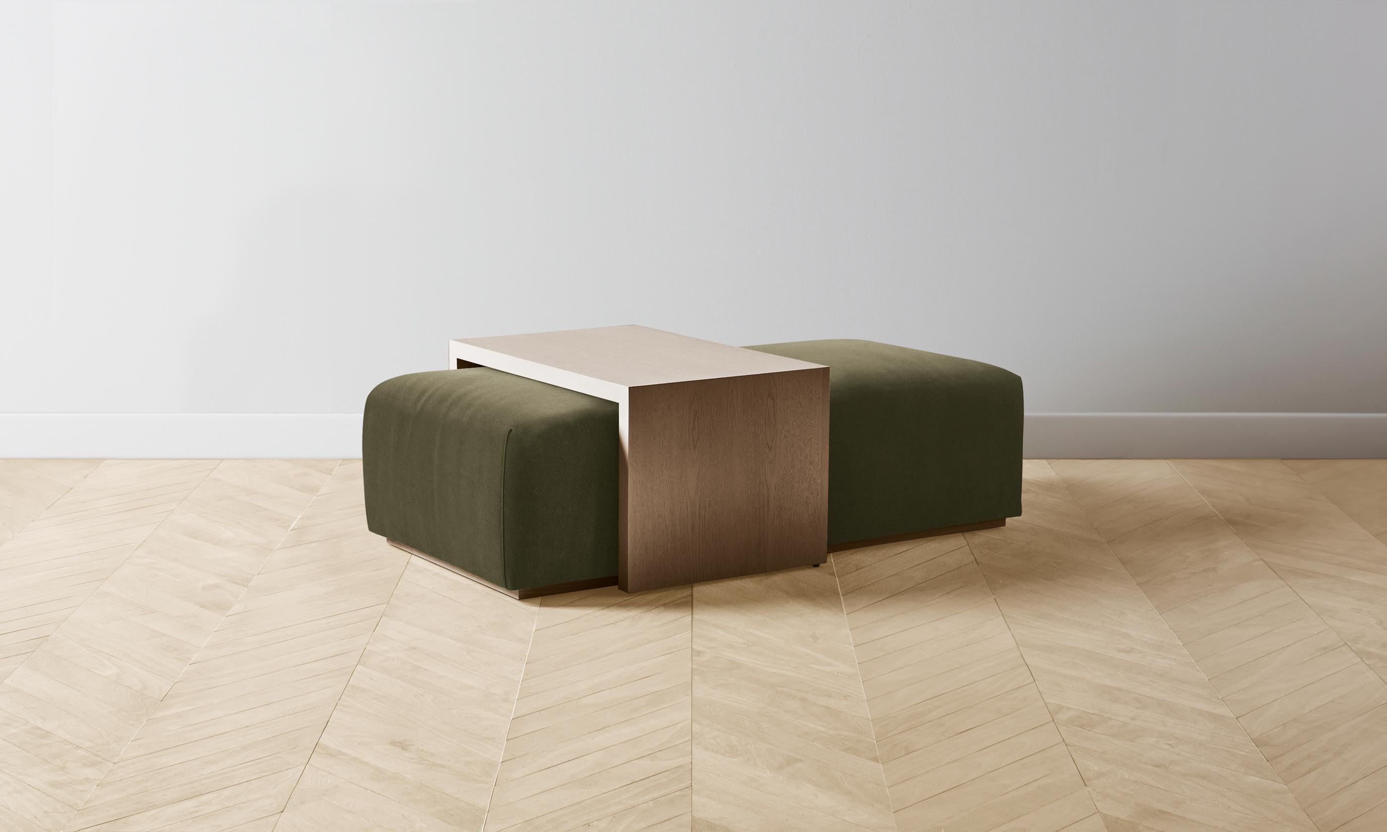 The Bowery Ottoman - Luxurious Mohair Moss Upholstered Footstool for Living Room, Bedroom & Lounge | Perfect for Relaxing, Reading & Decor