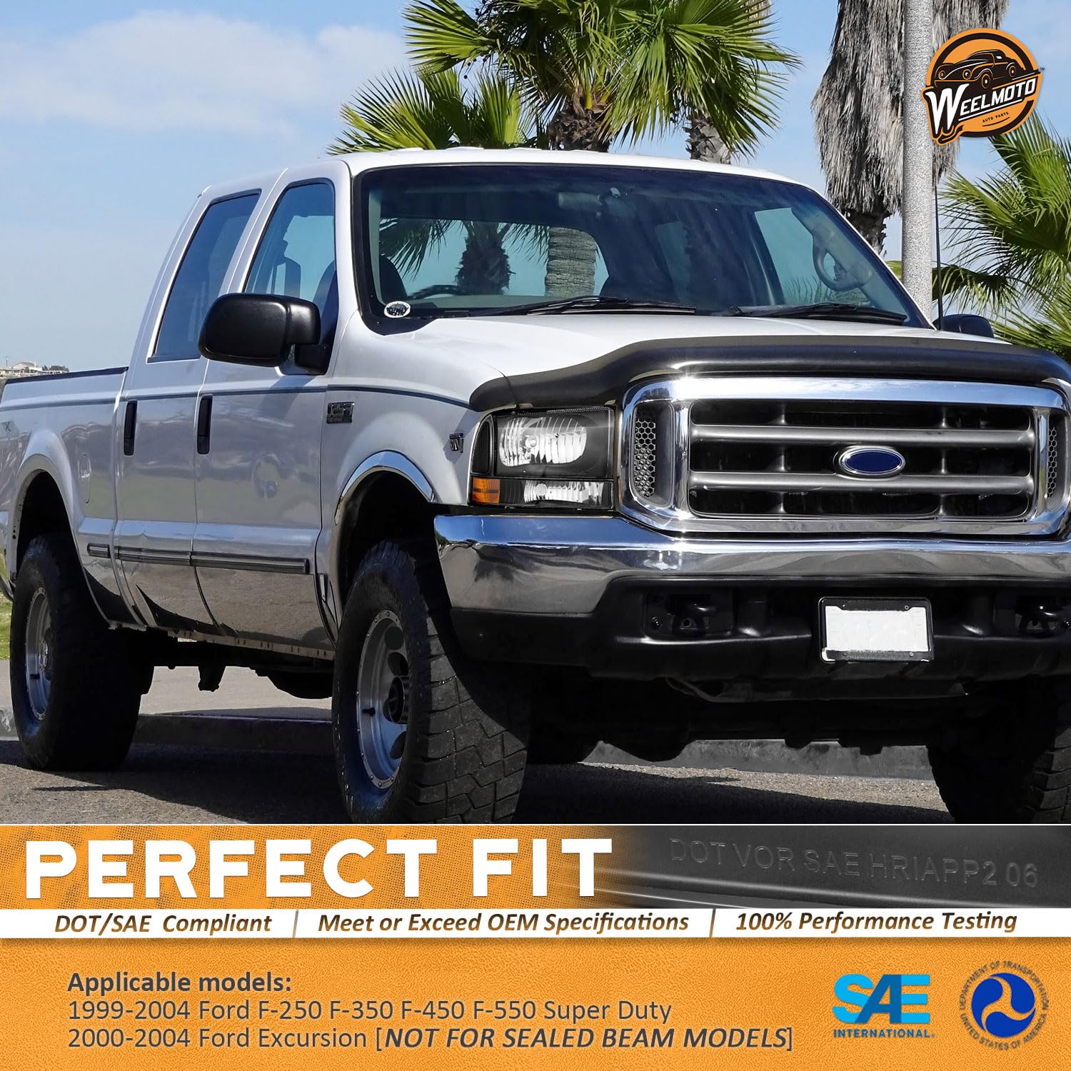 Ford Super Duty F250 F350 Headlight Assembly with Bulbs for 99-04 Models - Perfect for Night Driving & Off-Road Use