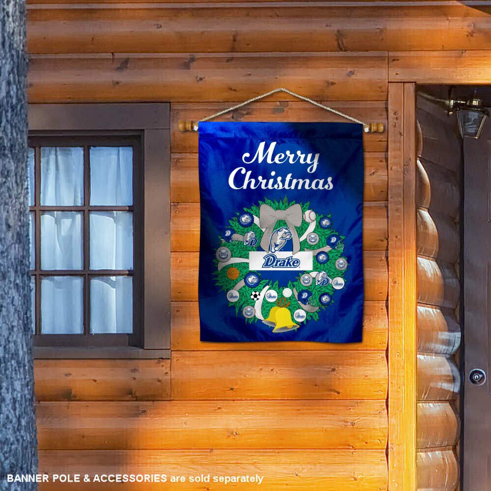 Drake Bulldogs Happy Holidays Christmas Banner Flag - Perfect for Home Decor, Party Supplies, and Game Day Celebrations