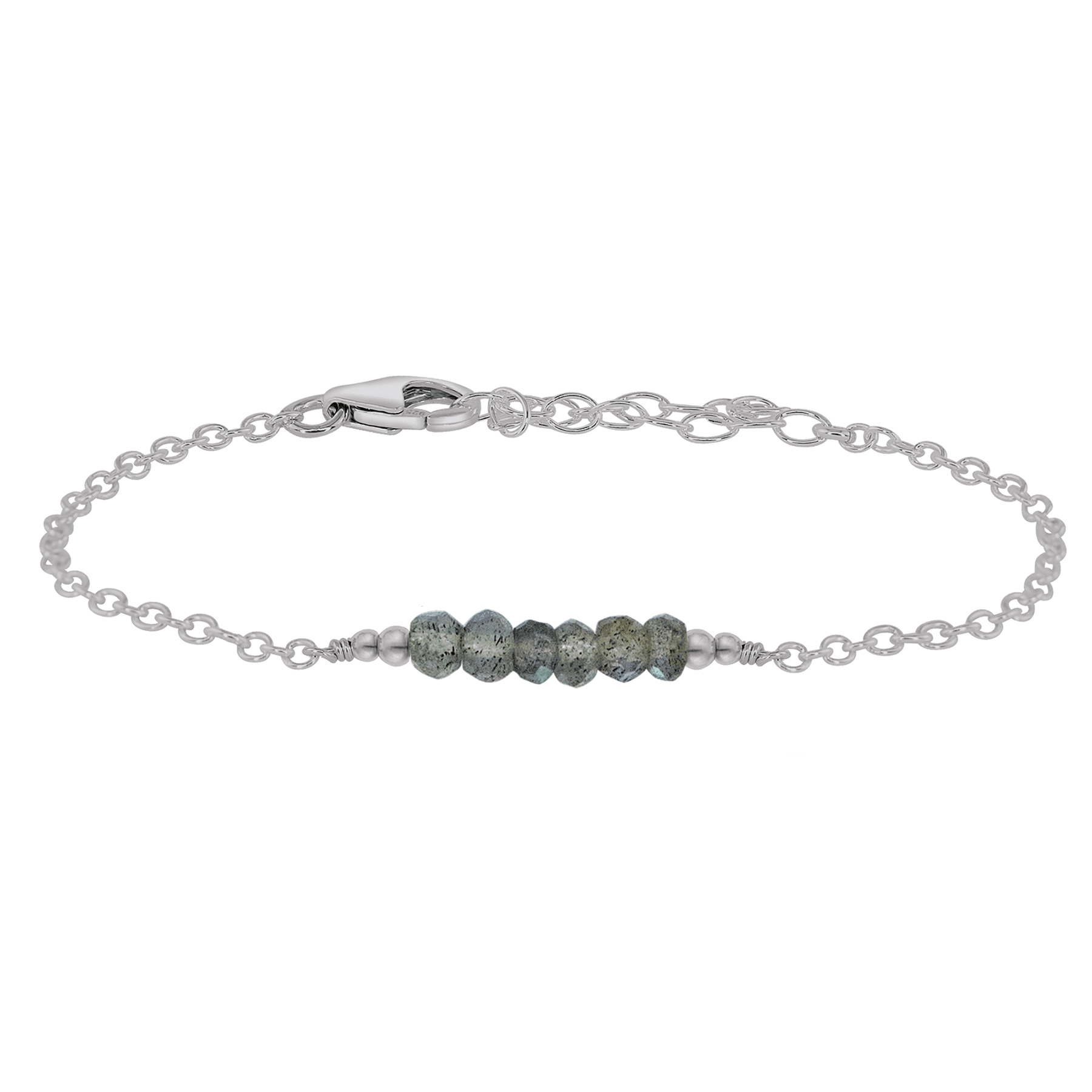 Sparkling Grey Labradorite Gemstone Faceted Bead Bar Bracelet for Women - Elegant Handmade Jewelry for Parties, Weddings & Everyday Wear