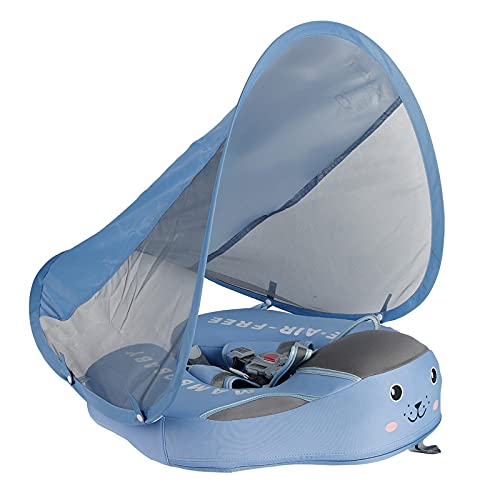 VELIHOME Baby Swim Float with Canopy - Non-Inflatable Toddler Swimming Ring with Sunshade, Waterproof & Airtight Design for Home Pools, Lakes & Beach - Perfect for Infants 6-24 Months Learning to Swim