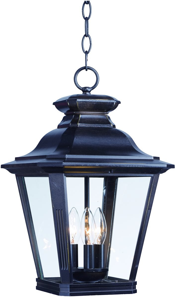 11W Knoxville 3-Light Outdoor Pendant Lighting Fixture - Weatherproof Hanging Light for Porch, Patio, Deck, and Garden - Dimmable LED Chandelier with Clear Glass Shades