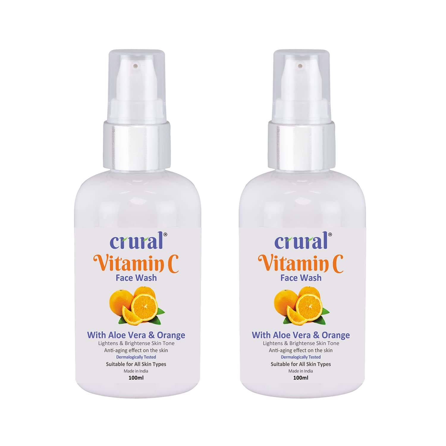 Vitamin C Brightening Face Wash Combo Pack of 2 - For Men & Women | With Aloe Vera & Orange Extract | All Skin Types | 2 x 200ml | Daily Cleansing & Glowing Skin Routine