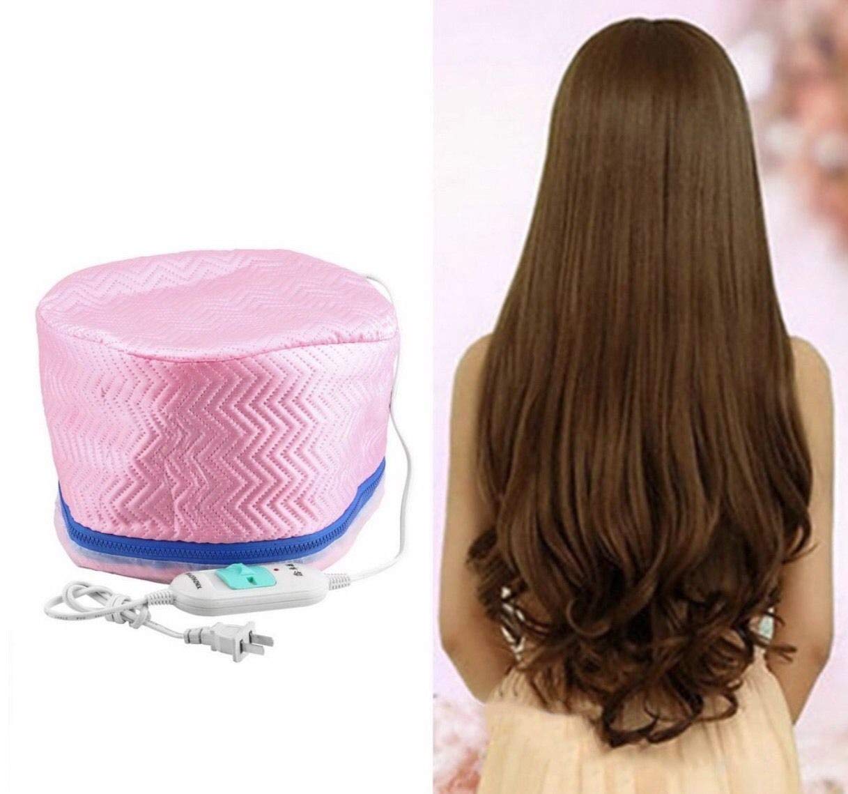 FOK 1Pc Electric Hair Deep Conditioning Thermal Steamer with Heating Cap for Hair Spa Treatment - Pink | At-Home Hair Care & Salon Quality Deep Conditioning