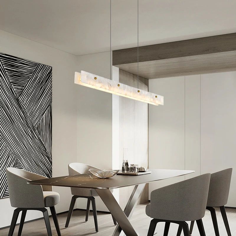 Spanish Marble LED Kitchen Island Dining Chandelier - Modern Pendant Light Fixture for Kitchen Counter, Breakfast Bar, and Dining Room Decor