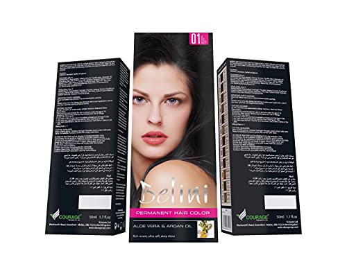 BELINI Permanent Hair Color (Pack of 2) - Black Hair Dye for Women with Aloe Vera & Argan Oil - Long-Lasting, Ammonia-Free Hair Color for At-Home Salon Results - Perfect for Covering Grays & Vibrant Color Touch-Ups
